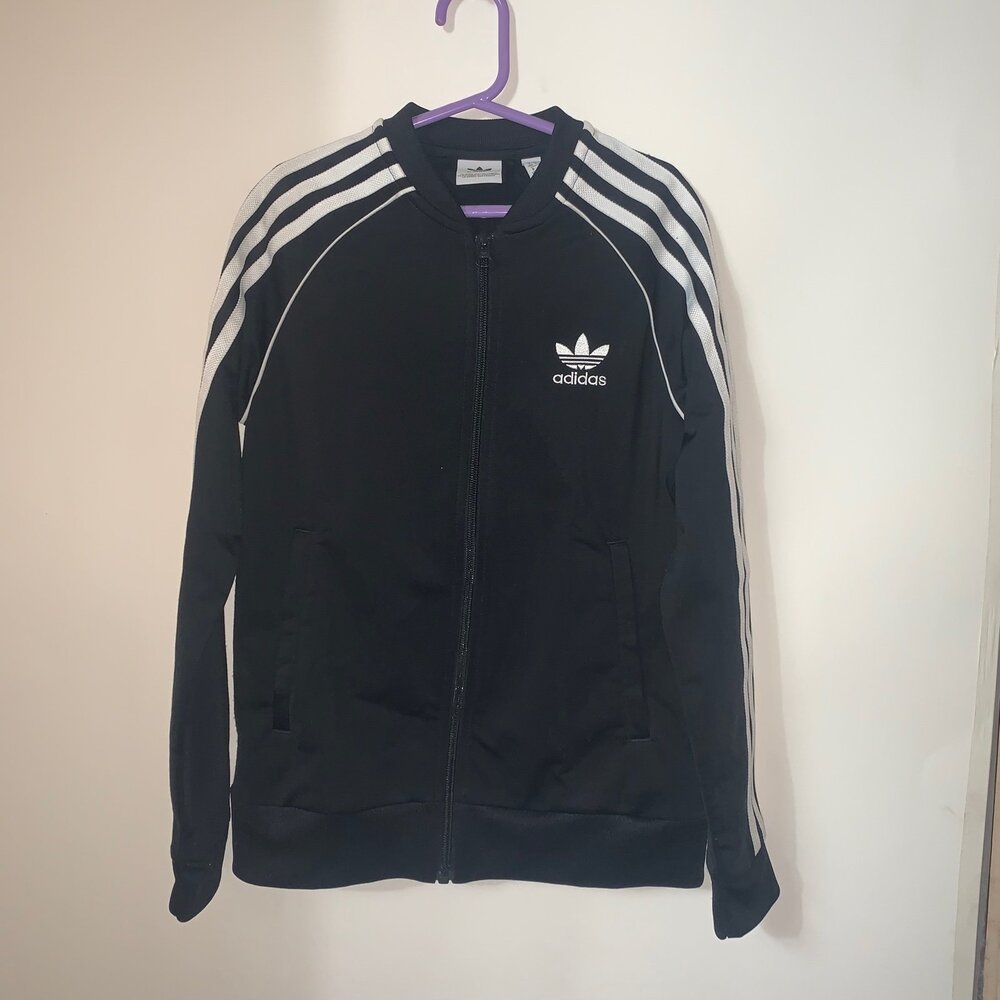 Adidas Track Jacket in black size 9-10Y for kids